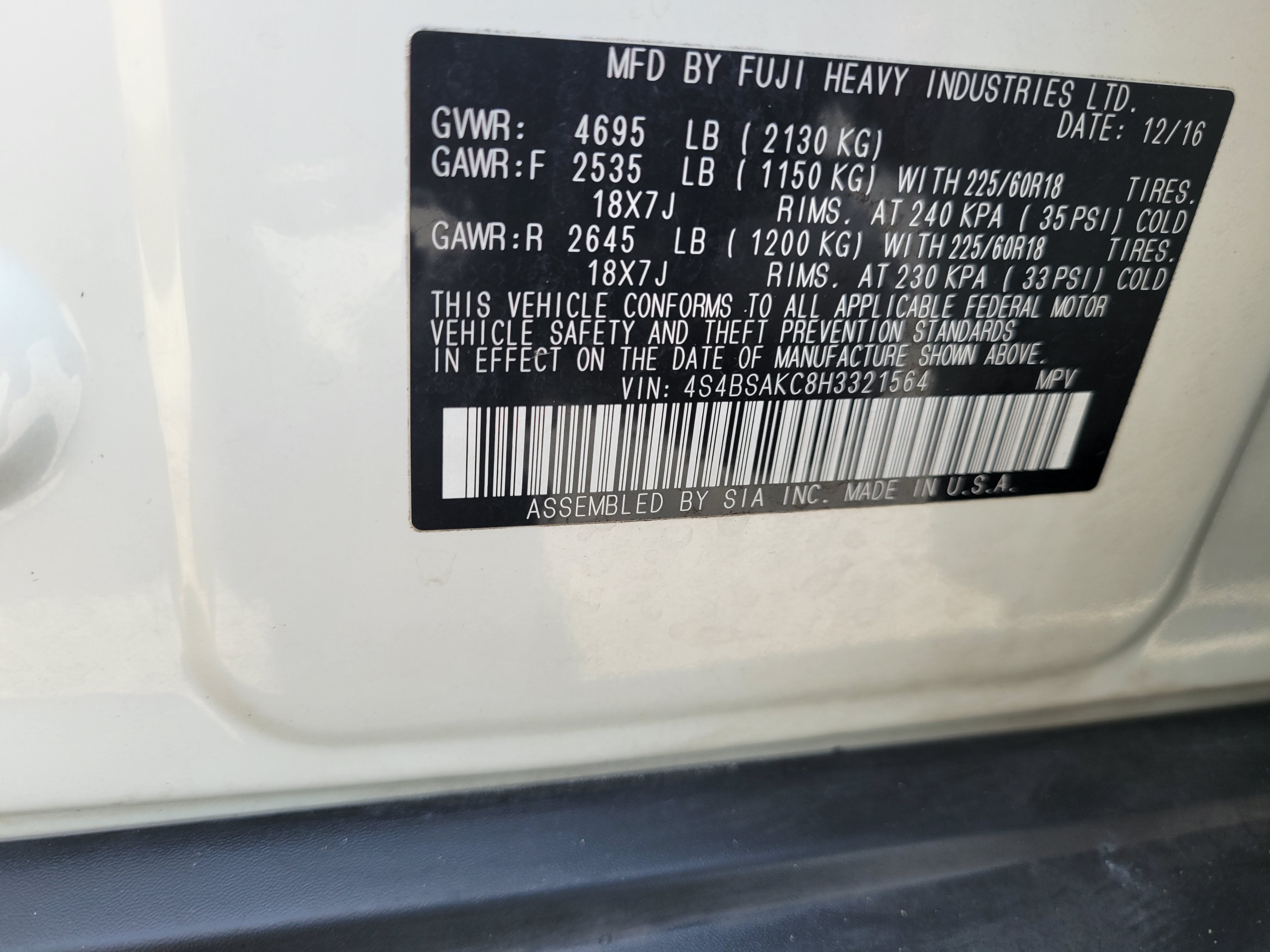 2017 Subaru Outback 2.5i Limited