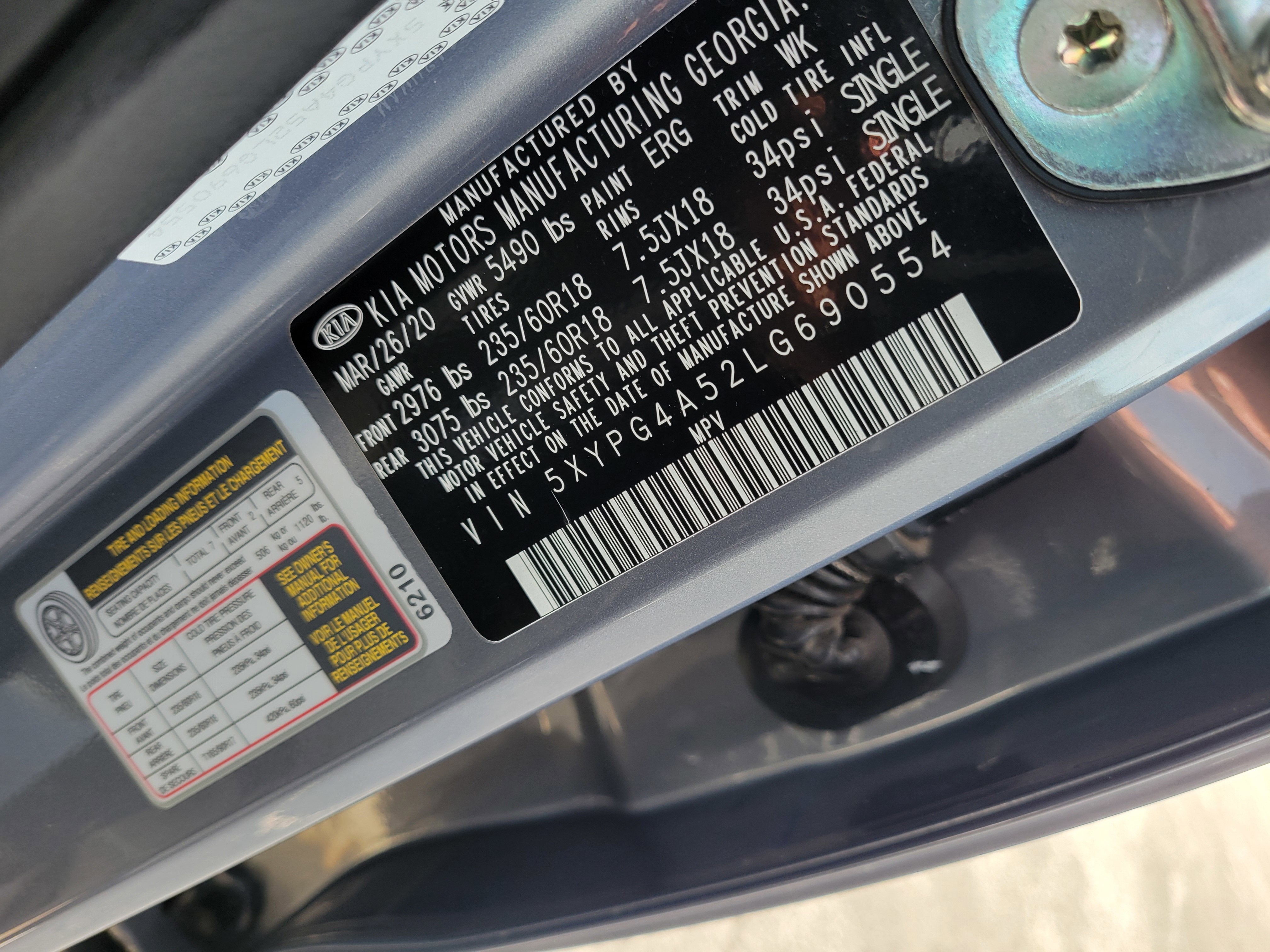 2020 Kia Sorento 3.3L LX